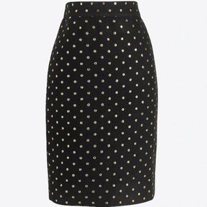 Never Worn! -J Crew Factory Black & Gold Dot Pencil Skirt -NWOT(New WithoutTags)